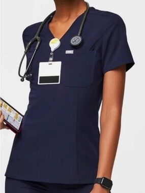 FIGS Slim Fit Catarina Scrub Top - Black